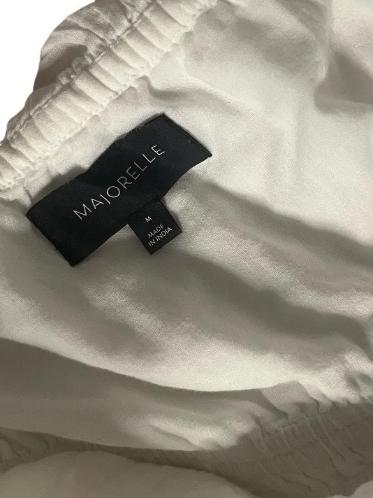 MAJORELLE White Selvaggia Midi Dress Tiered Ruffle Off The Shoulder Size Medium - Image 9