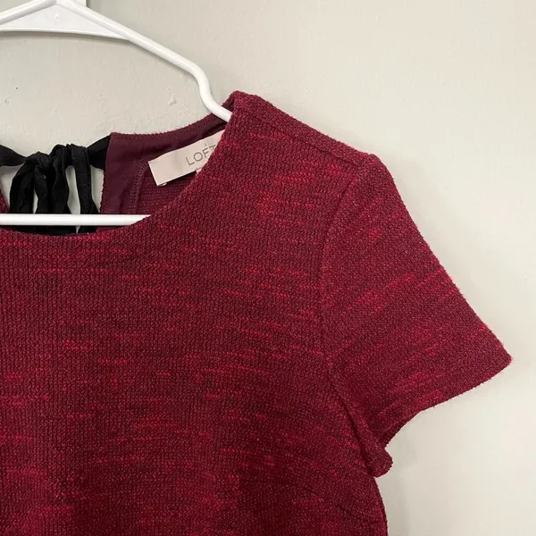 LOFT‎ red dress short sleeves modest style holiday christmas knit warm pockets - Image 2