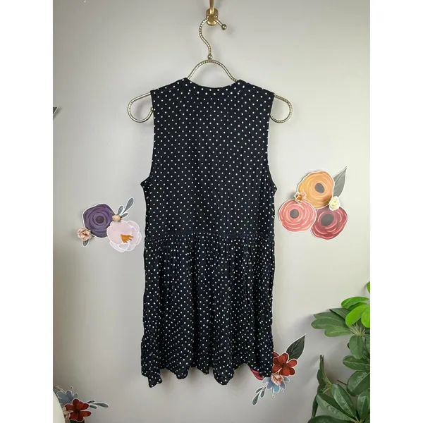 Anthropologie Black Polka Dot Sleeveless Tiered Tunic Top - Size - Small - Image 2