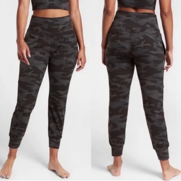 Athleta Salutation Camo Jogger Women‎ Small Black Grey Excellent High Waist - Image 2