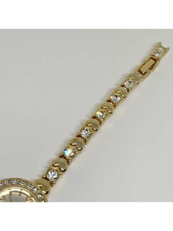 Kim rogers gold tone crystals hearts links band 22mm quartz up to 7.5” running - Image 3