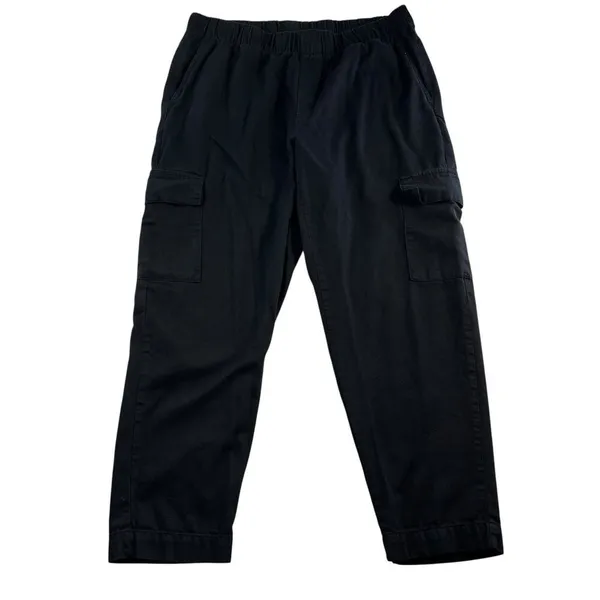 Gap XL Cargo Pants Mid Rise Black Twill Pull On Boho Elastic Waist Boho Grunge‎ - Image 3
