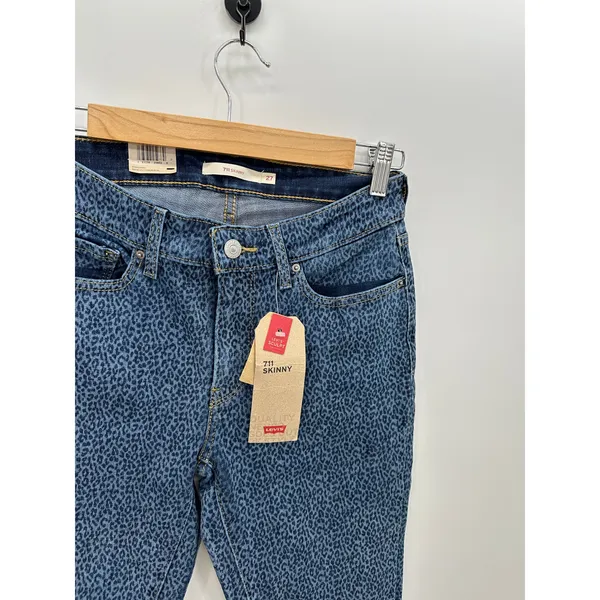 Levi's 711 Skinny Denim Jeans‎ Animal Print Leopard Cotton Stretch Women 27 NWT - Image 5