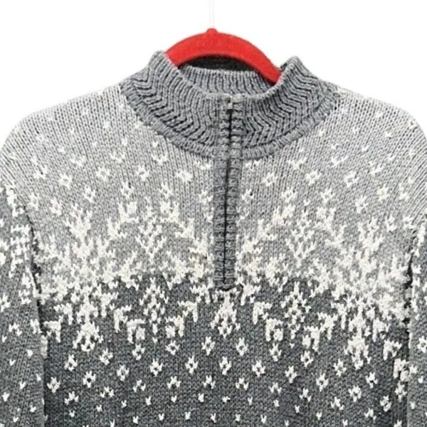 Vintage Fair Isle Snowflakes Sweater‎ Gray Small - Image 3