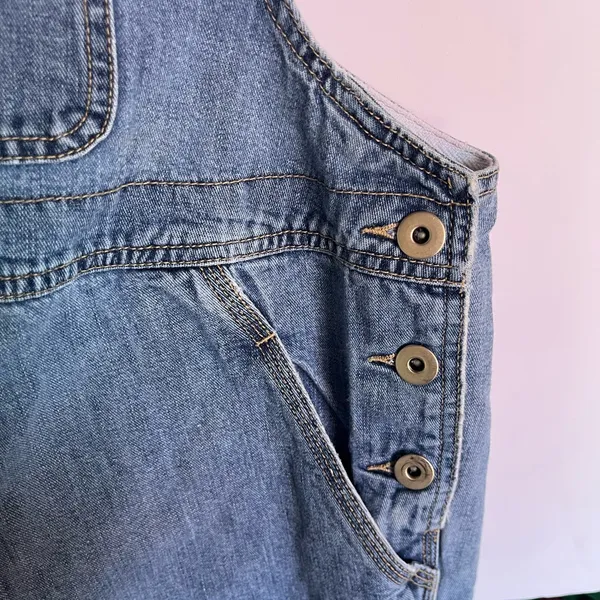 Mimi Denim Maternity Overalls With Attachment‎ To Gather In Back Med Wash S - Image 3