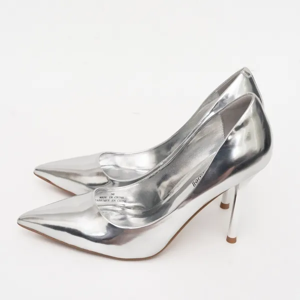 JEFFREY CAMPBELL‎ Trixy Pointed Toe Pump In Silver Metallic - Image 3