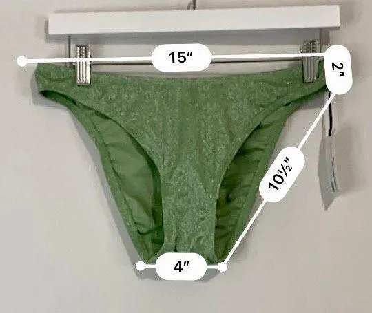 Shade & Shore Women’s Low Coverage Cheeky Bikini Bottom Green Size Medium NWT - Image 4