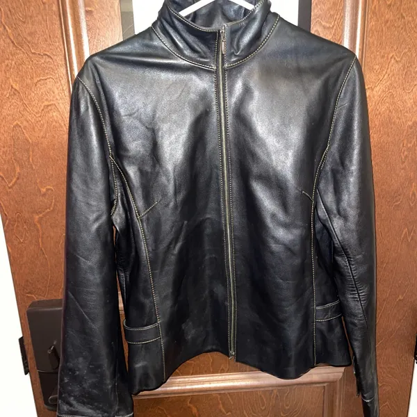 Vintage Faux Leather Women's Black Leather Jacket Size Large Saguaro - Image 5