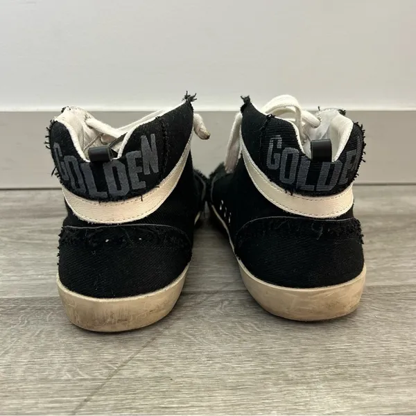Golden Goose Mid Star Black High Top Skater Sneakers Streetwear Italian Size 37 - Image 5