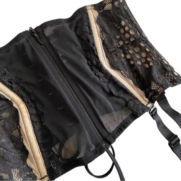 Victoria’s Secret black mesh garter belt waist cincher corset M/L - Image 7