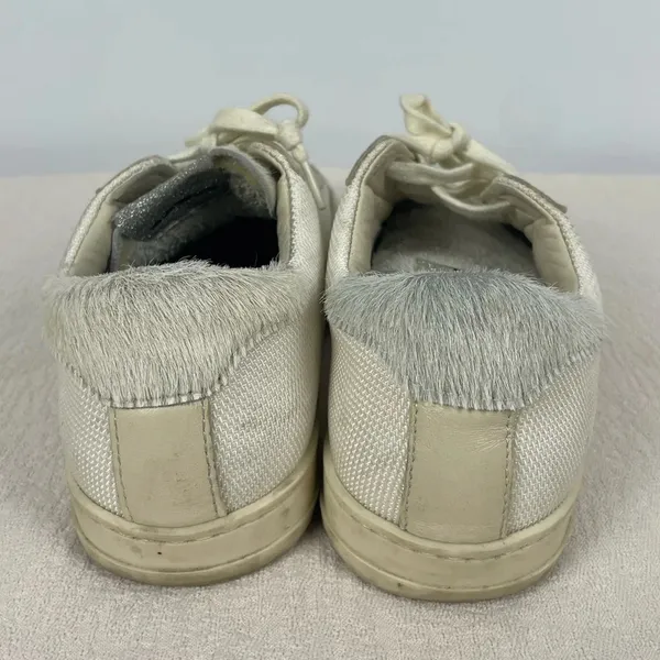 P448 Cream Low Top John Yeti‎ Fur Lace Up Distressed Sneaker - Image 9