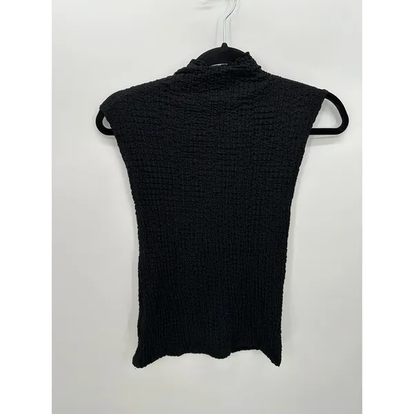 Muse Republic Clothing Black Textured Mock Neck Sleeveless Top Sz S‎ Minimalist - Image 2