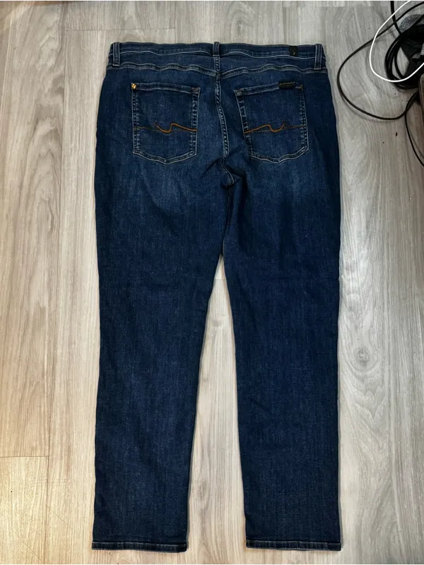 7 for all mankind Women's High-Rise Crop Skinny Jeans Dark wash plus size 32 - Image 5
