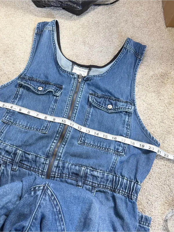 We The Free Women’s Cloud Nine Jumpsuit Denim Sleeveless Boho in Inky Indigo XL - Image 11