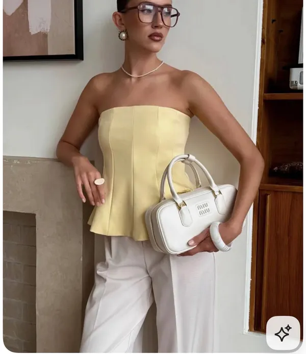Zara Butter Yellow Peplum Top - Image 4