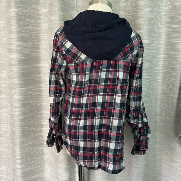 Love Note- Navy blue, Pink, white hooded flannel - Image 4