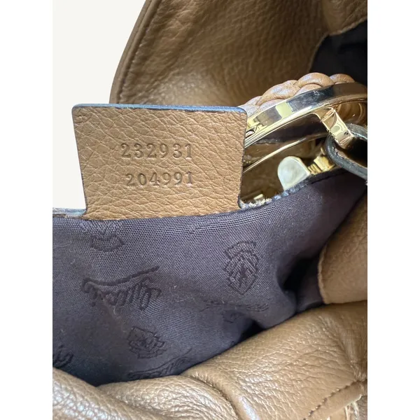 Gucci G Wave Large Hobo Bag Brown Pebbled Leather Rare Crocodile Trim 232931 - Image 14