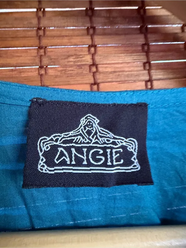 NWOT Vintage Angie Teal Embroidered Boho Tunic Top Medium - Image 5