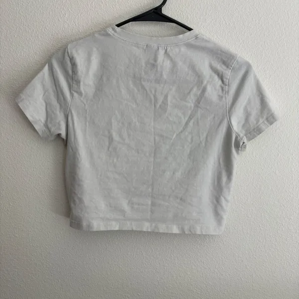 Dazy White Short Sleeve Cropped Baby Tee Slim Fit Crew Neck Size M - Image 8