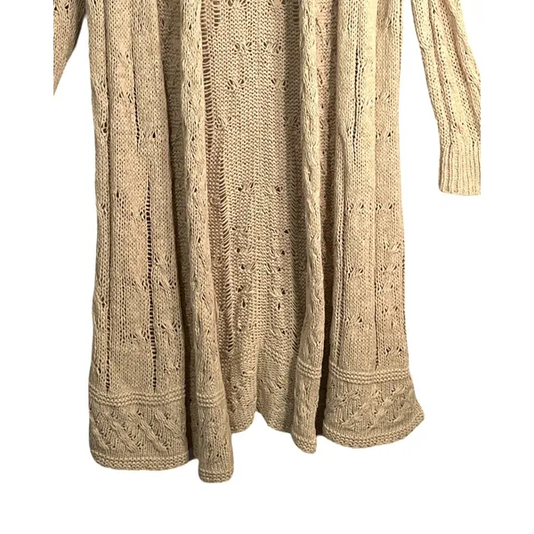 Tommy Bahama Sweater Womens Size XS Tan Long Open Front Knit Duster Cardigan - Image 7