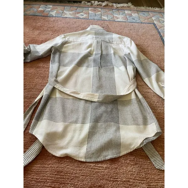 Agnes And Dora Tunic Dress Sz M -S Plaid Full Length Buttons Tie Waist - Image 7