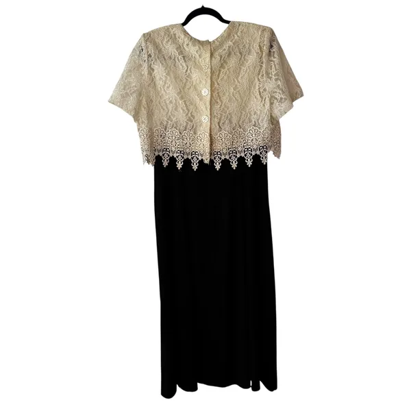 Jeffrey & Dara Black Lace Overlay Vintage Dress Formal Evening Occasion‎ Size 16 - Image 10