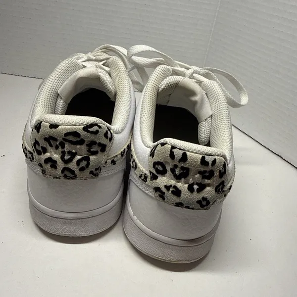 Nike Court Vision Low White w/Leopard Swoosh Court Shoe - Women's Size 8 - Image 4