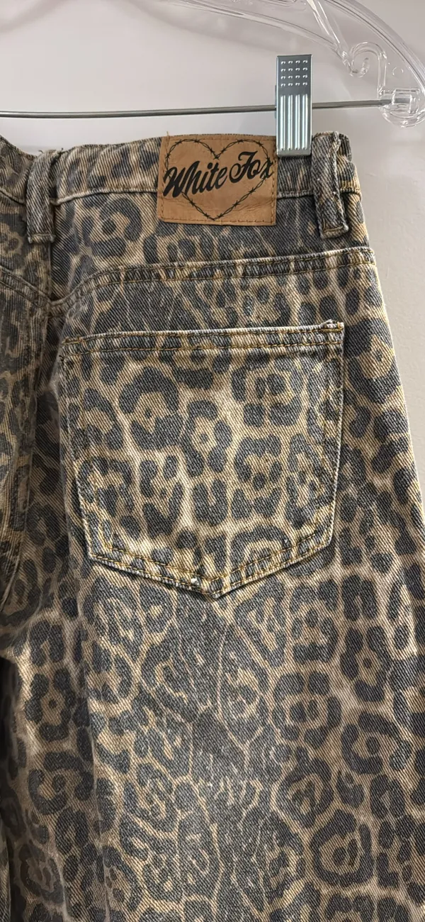 White Fox Leopard Low Rise Jeans - Image 4