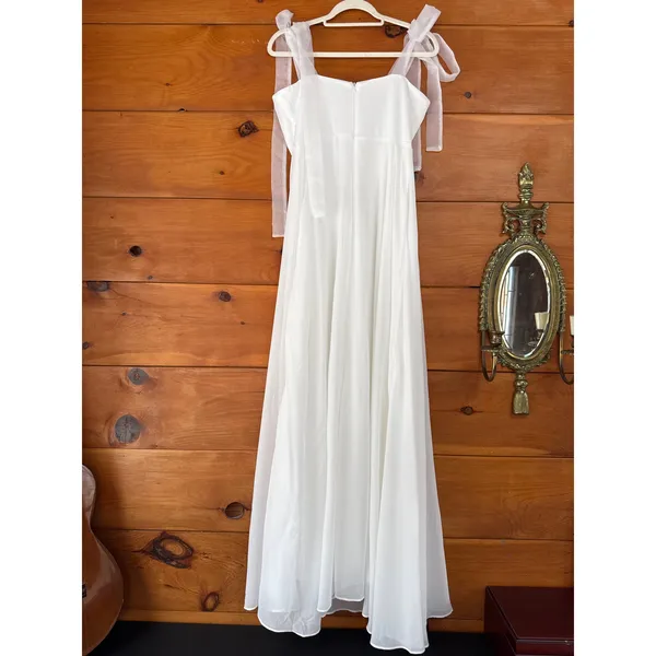 Lulus Radiant Romance White Tie-Strap Maxi Dress Wedding Bride Elegant Small - Image 4