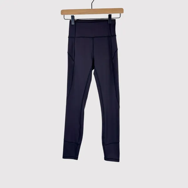 Lululemon Womens Legggings Black In Movement Pull On Stretch Gym Yoga Size 2 - Image 2