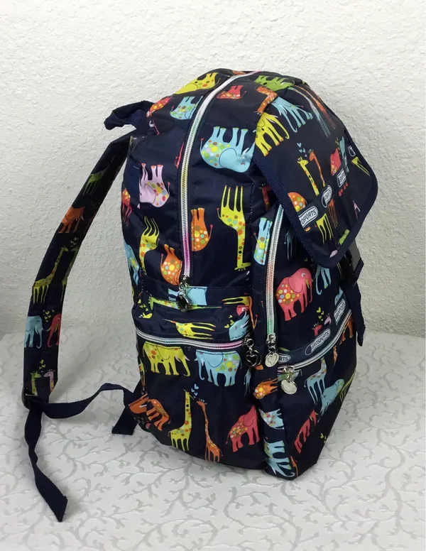Brosports Big BackPack Black Unisex Elephant Giraffe Print Light Packets Travel. - Image 3