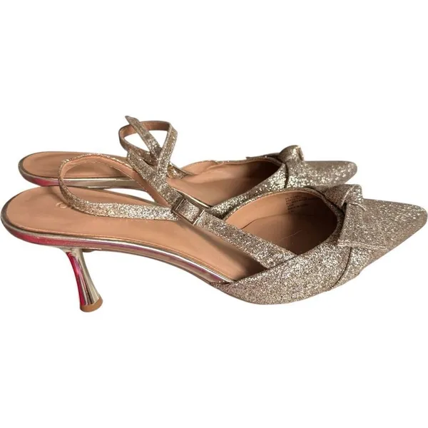 Womens On 34th Gold Glitter Slingback Pumps Heels - Sz 10 - Image 3
