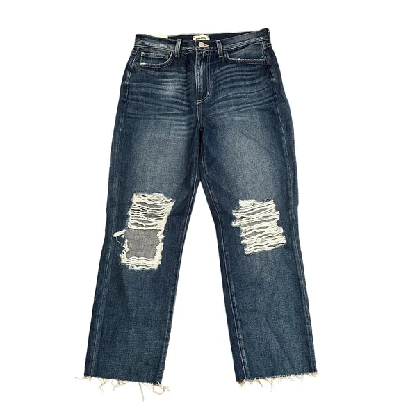 NEW L'Agence Adele Slim Straight Jeans Newberry Distressed Crop - Image 3