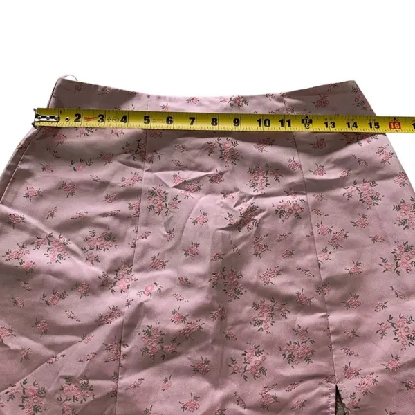 Altar'd State Skirt M Pink Ditzy Floral Slit Mini Satin Coquette Cottagecore - Image 5