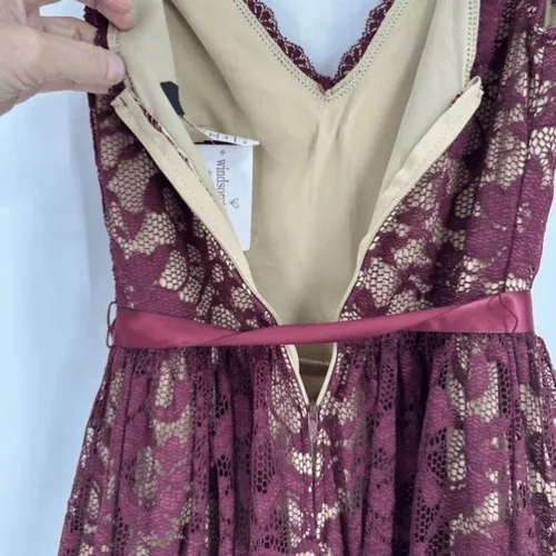 Windsor Lace Cocktail Dress Womens S Burgundy Floral Satin Tie‎ Homecoming NWT - Image 10