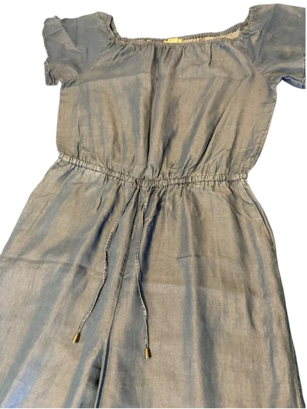 Appraisal Off-The-Shoulder Denim-Look Lyocell Jumpsuit Size M (19” PTP) - Image 3