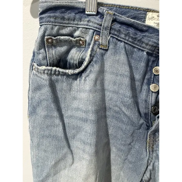 Free People We The Free Maggie Heavily Distressed Crop Jeans Size 27 Frayed Hem - Image 5
