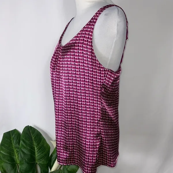 New York & Co Vibrant Purple Print Satin Adjustable Strap Tank Top S - Image 3