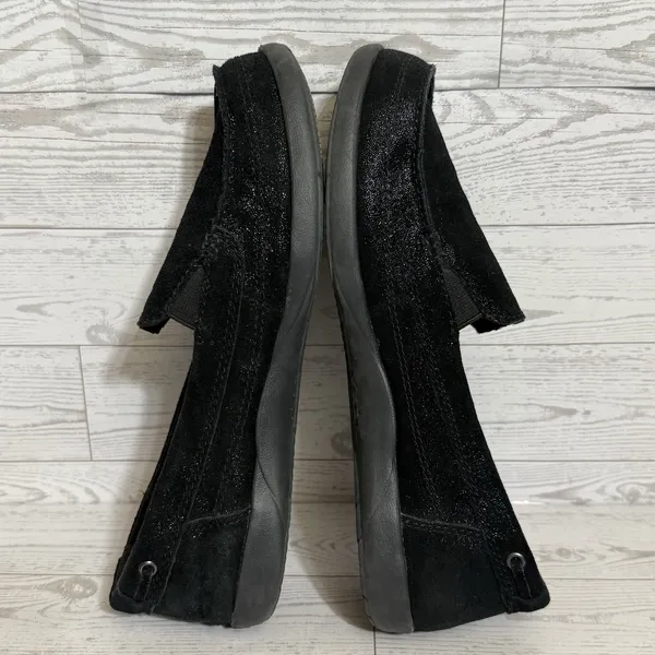 Crocs Walu Shoes‎ Women Sz 8 Shimmer Black Leather Slip On Loafers Flats 202303 - Image 5