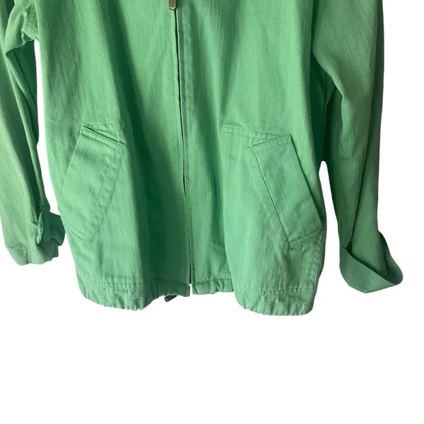 Denim & CO Women's Size Medium Kelly Green Western Chore Coat‎ Jacket - Image 3