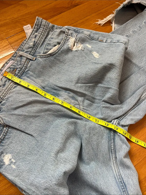 Zara 100% cotton wide leg raw split hem jeans - Image 11