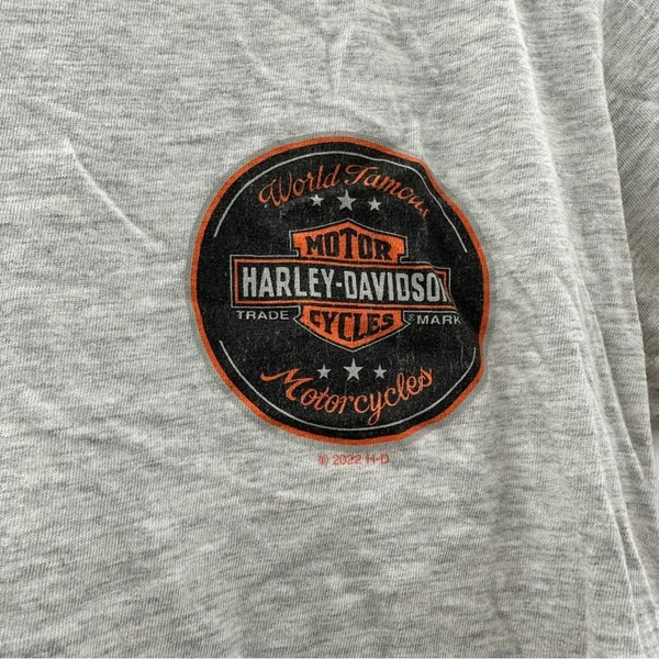 Harley Davidson Sturgis Route 12 Light Heather Gray Short Sleeve Shirt‎ Size M - Image 3