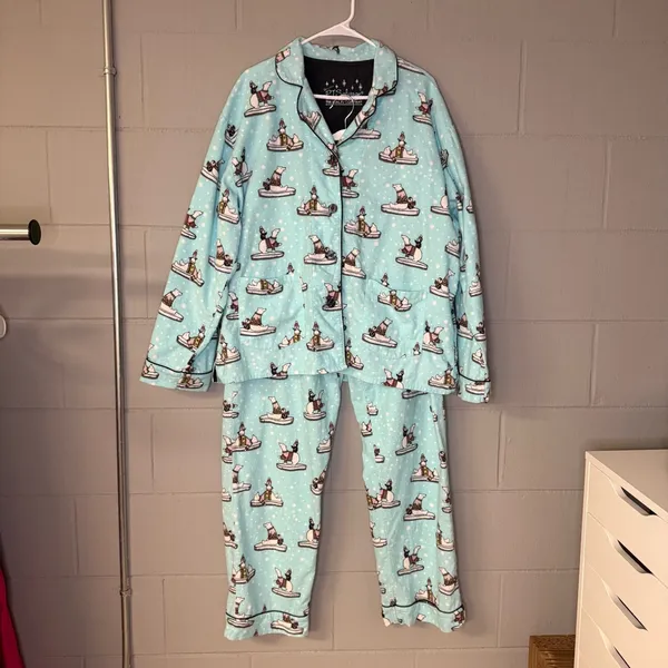PJ Salvage Polar Bear Flannel Pajama Set Women’s Size XL Polar Bears & Penguins - Image 2