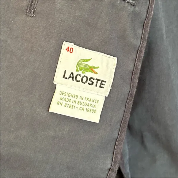 LACOSTE Navy Blue Cropped Waxed Canvas Trench Coat Utility Jacket Sz 40 - Image 7