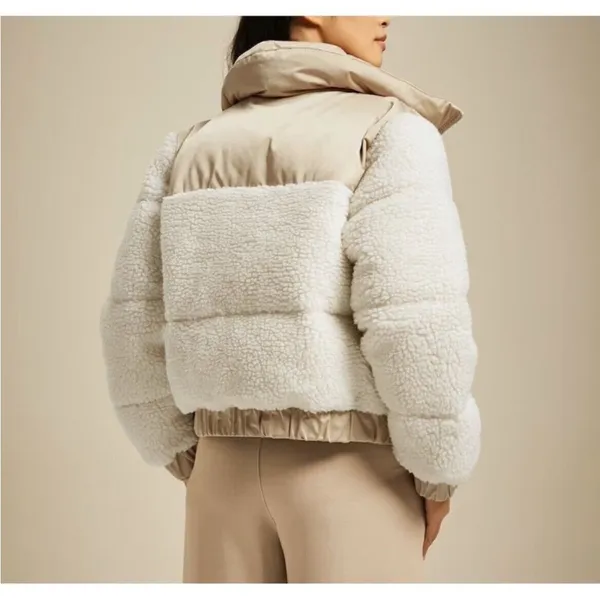Abercrombie & Fitch Ultra Vegan Leather Sherpa Cropped Puffer Jacket in XS - Image 5
