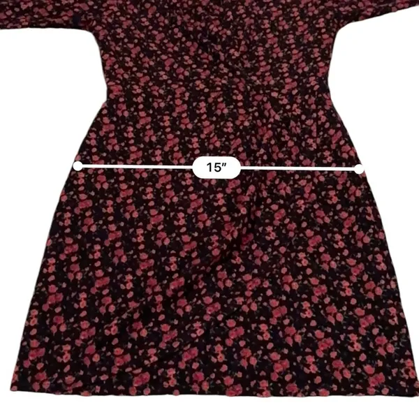 RTR Black Halo Briar Long‎ Sleeve Black & Red Rose Floral Print Mini Dress Sz 6 - Image 15