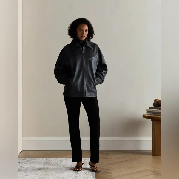 Quince Ultra-Stretch Ponte Straight Leg Pants‎ in Black, Size S - Image 2