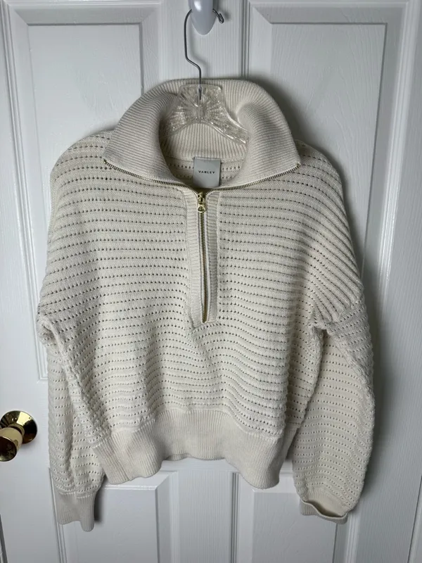 Varley Tara Pointelle Half Zip Sweater S - Image 2