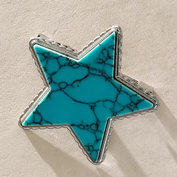 Free People Western Bohemian Star Turquoise High Roller Brooch Rodeo Cowgirl NWT - Image 2