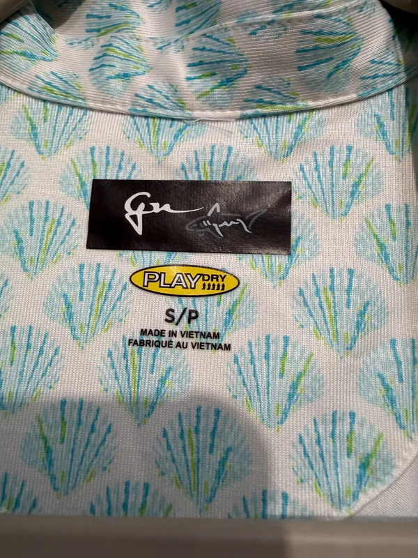 Greg Norman Play Dry Women’s Golf Polo Top Blue Green Shell Print Size Small - Image 6